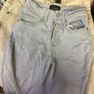 woman’s jeans light blue,camouflage,blue Jean,and dark blue all size 3